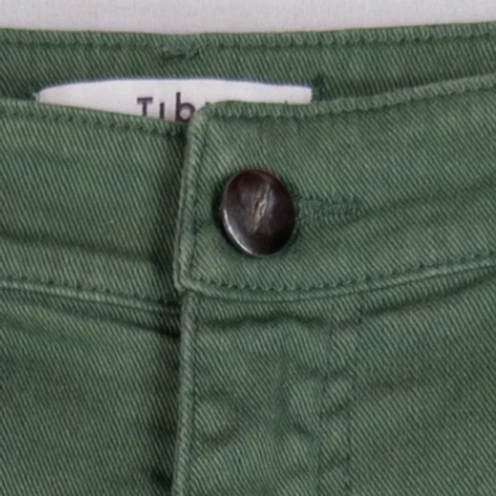 Tibi Brancusi Pant Jeans Womens 30 Green Stretch Barrel Leg Crop High Rise - Picture 3 of 13